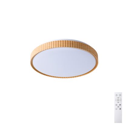 Brilagi - LED stropna svetilka CORVO LED/72W/230V 3000-6000K, lesni dekor, premer 50 cm + daljinski upravljalnik