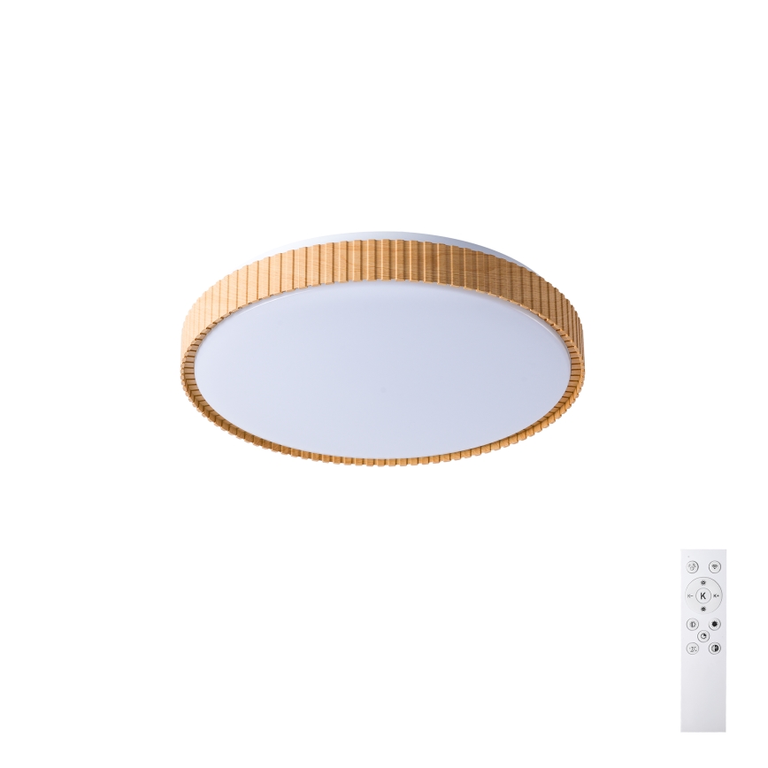 Brilagi - LED stropna svetilka CORVO LED/72W/230V 3000-6000K, lesni dekor, premer 50 cm + daljinski upravljalnik