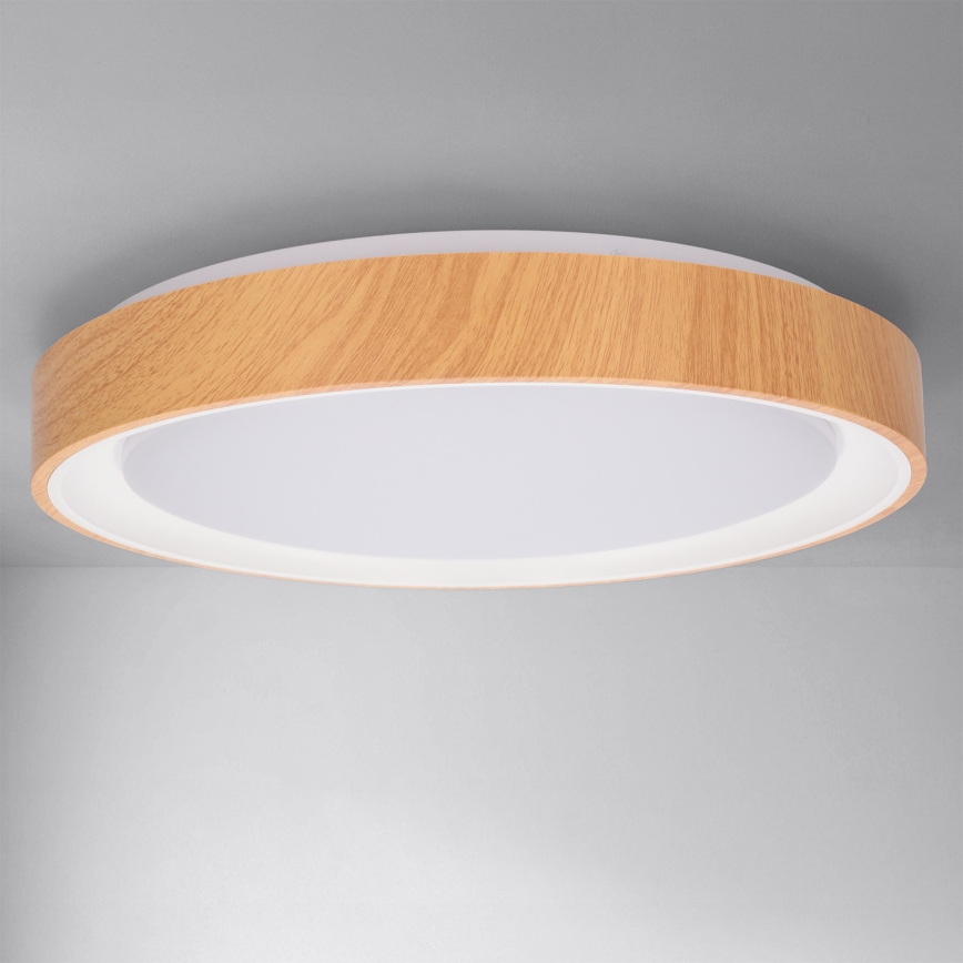 Brilagi - LED zatemnjevalno stropno svetilo FLOCO LED/48W/230V, premer 40 cm, lesni dekor/bela + daljinski upravljalnik
