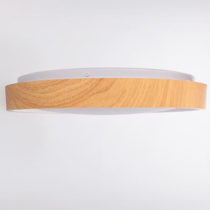 Brilagi - LED zatemnjevalno stropno svetilo FLOCO LED/48W/230V, premer 40 cm, lesni dekor/bela + daljinski upravljalnik