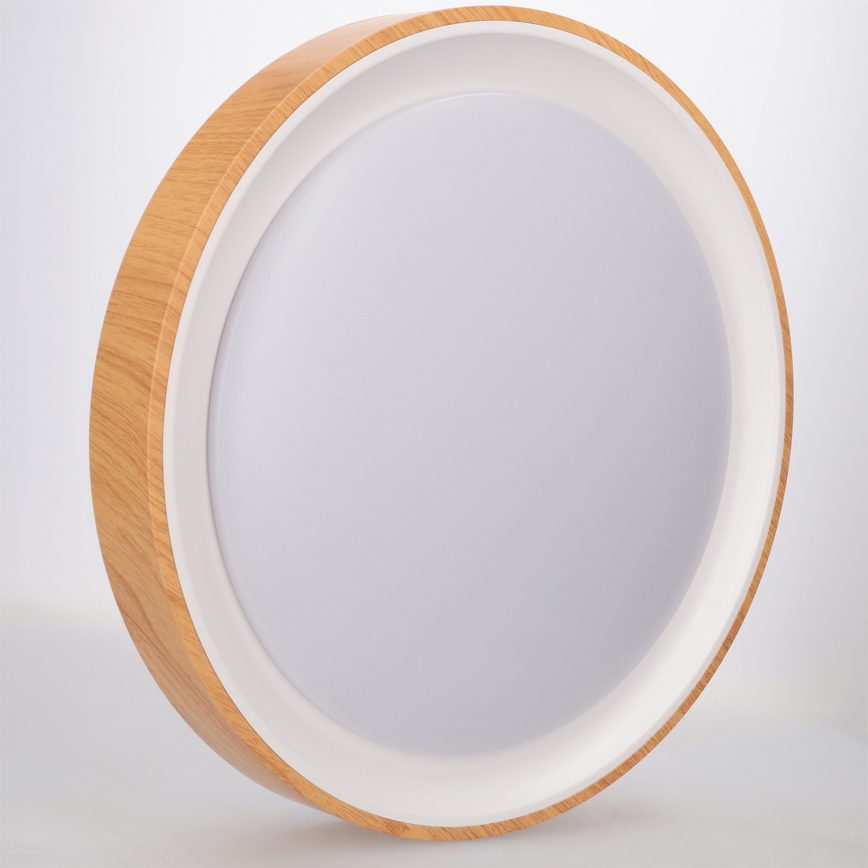 Brilagi - LED zatemnjevalno stropno svetilo FLOCO LED/48W/230V, premer 40 cm, lesni dekor/bela + daljinski upravljalnik