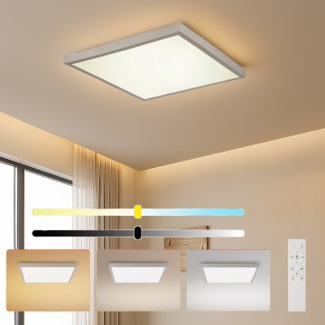 Brilagi - LED zatemnljiva stropna svetilka za kopalnico FRAME SMART LED/50W/230V 60x60 cm 3000-6000K IP44 srebrna + z daljinskim upravljalnikom
