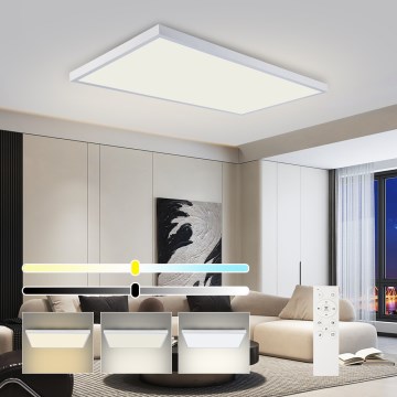 Brilagi - LED zatemnljiva stropna svetilka za kopalnico FRAME SMART LED/96W/230V 120x60 cm 3000-6000K IP44 bela + daljinski upravljalnik