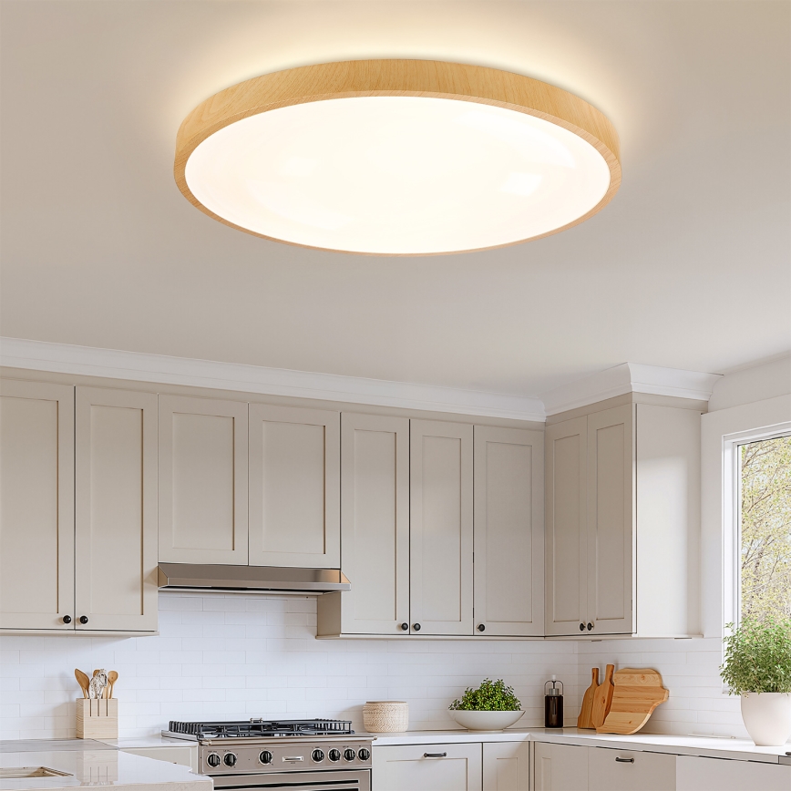 Brilagi - LED zatemnjiva stropna svetilka GLASS POOL DOUBLE LED/80W/230V 3000-6000K 60 cm lesni dekor + daljinski upravljalnik