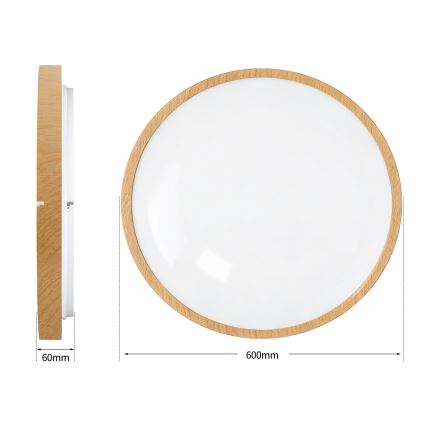 Brilagi - LED zatemnjiva stropna svetilka GLASS POOL DOUBLE LED/80W/230V 3000-6000K 60 cm lesni dekor + daljinski upravljalnik