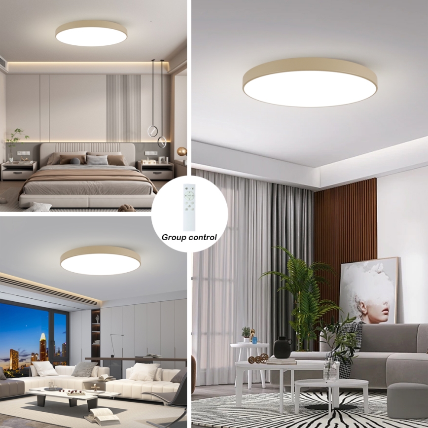 Brilagi - LED zatemnljivo stropno svetilo POOL SMART LED/128W/230V 3000-6000K 100 cm bež Wi-Fi Tuya + daljinski upravljalnik