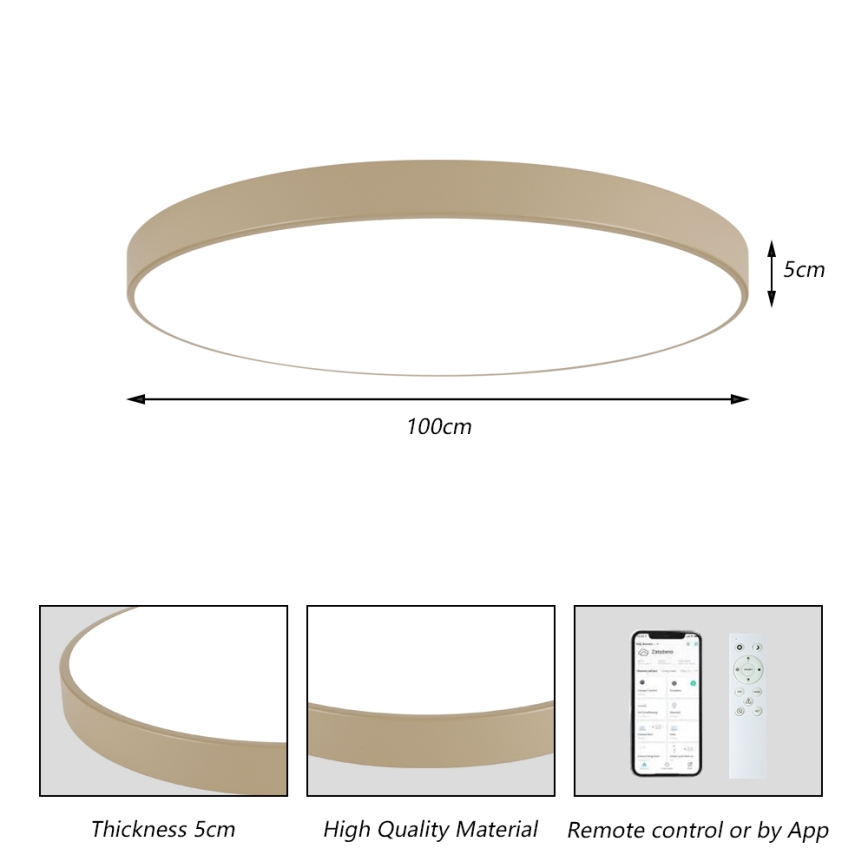Brilagi - LED zatemnljivo stropno svetilo POOL SMART LED/128W/230V 3000-6000K 100 cm bež Wi-Fi Tuya + daljinski upravljalnik