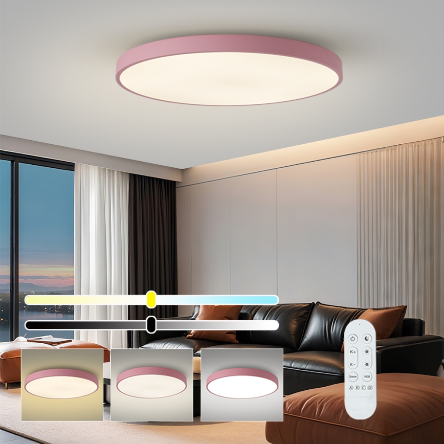 Brilagi - LED zatemnjiva svetilka POOL SMART LED/128W/230V premer 100 cm 3000-6000K Wi-Fi Tuya + z daljinskim upravljalnikom rožnata