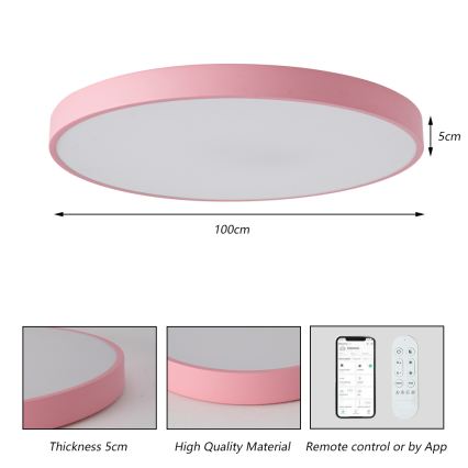 Brilagi - LED zatemnjiva svetilka POOL SMART LED/128W/230V premer 100 cm 3000-6000K Wi-Fi Tuya + z daljinskim upravljalnikom rožnata