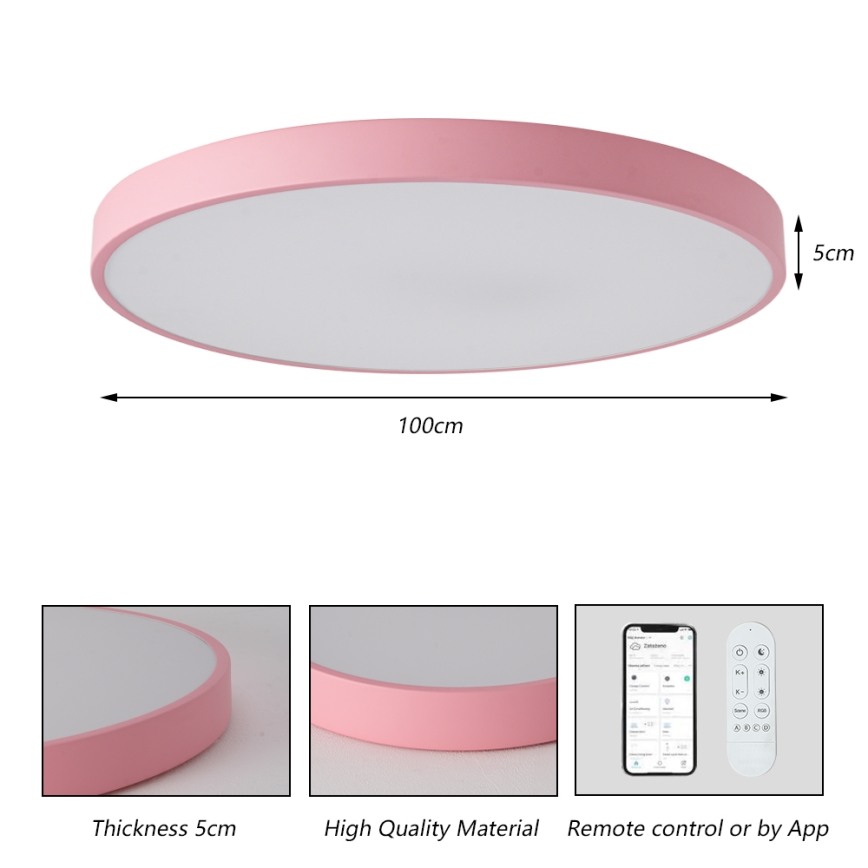 Brilagi - LED zatemnjiva svetilka POOL SMART LED/128W/230V premer 100 cm 3000-6000K Wi-Fi Tuya + z daljinskim upravljalnikom rožnata