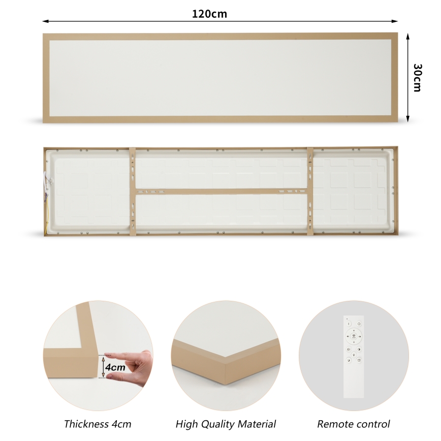 Brilagi - Zatemnljivo LED kopalniško stropno svetilo FRAME SMART LED/50W/230V 120x30 cm 3000-6000K IP44 bežna + daljinski upravljalnik