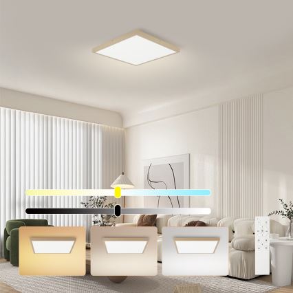 Brilagi - LED zatemnjevalna kopalniška stropna svetilka FRAME SMART LED/50W/230V 60x60 cm 3000-6000K IP44 bež + daljinski upravljalnik