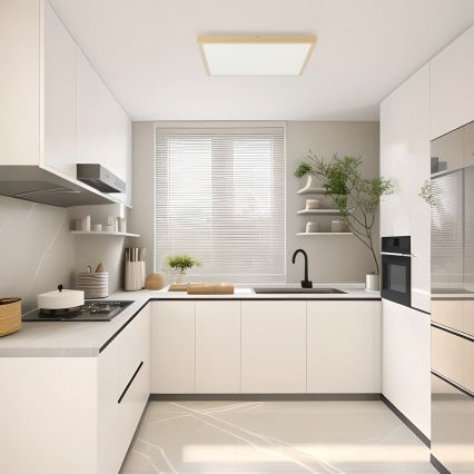 Brilagi - LED zatemnjevalna kopalniška stropna svetilka FRAME SMART LED/50W/230V 60x60 cm 3000-6000K IP44 bež + daljinski upravljalnik