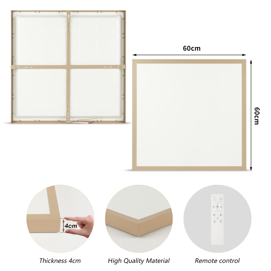 Brilagi - LED zatemnjevalna kopalniška stropna svetilka FRAME SMART LED/50W/230V 60x60 cm 3000-6000K IP44 bež + daljinski upravljalnik
