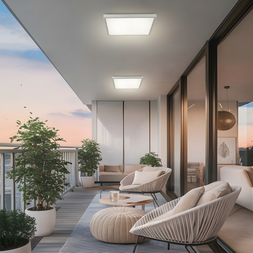 Brilagi - LED zatemnljiva stropna svetilka za kopalnico FRAME SMART LED/50W/230V 60x60 cm 3000-6000K IP44 srebrna + z daljinskim upravljalnikom