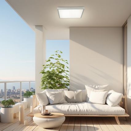 Brilagi - LED zatemnljiva stropna svetilka za kopalnico FRAME SMART LED/50W/230V 60x60 cm 3000-6000K IP44 srebrna + z daljinskim upravljalnikom