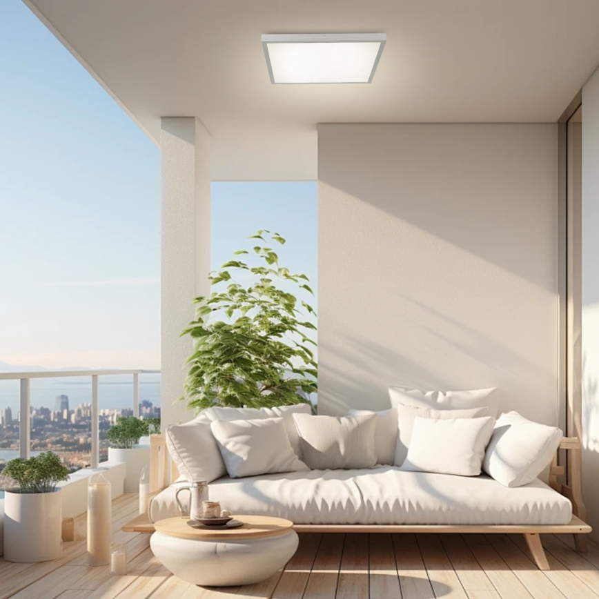 Brilagi - LED zatemnljiva stropna svetilka za kopalnico FRAME SMART LED/50W/230V 60x60 cm 3000-6000K IP44 srebrna + z daljinskim upravljalnikom