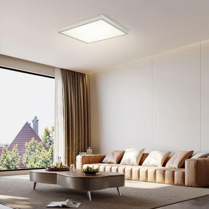 Brilagi - LED zatemnljiva stropna svetilka za kopalnico FRAME SMART LED/50W/230V 60x60 cm 3000-6000K IP44 srebrna + z daljinskim upravljalnikom