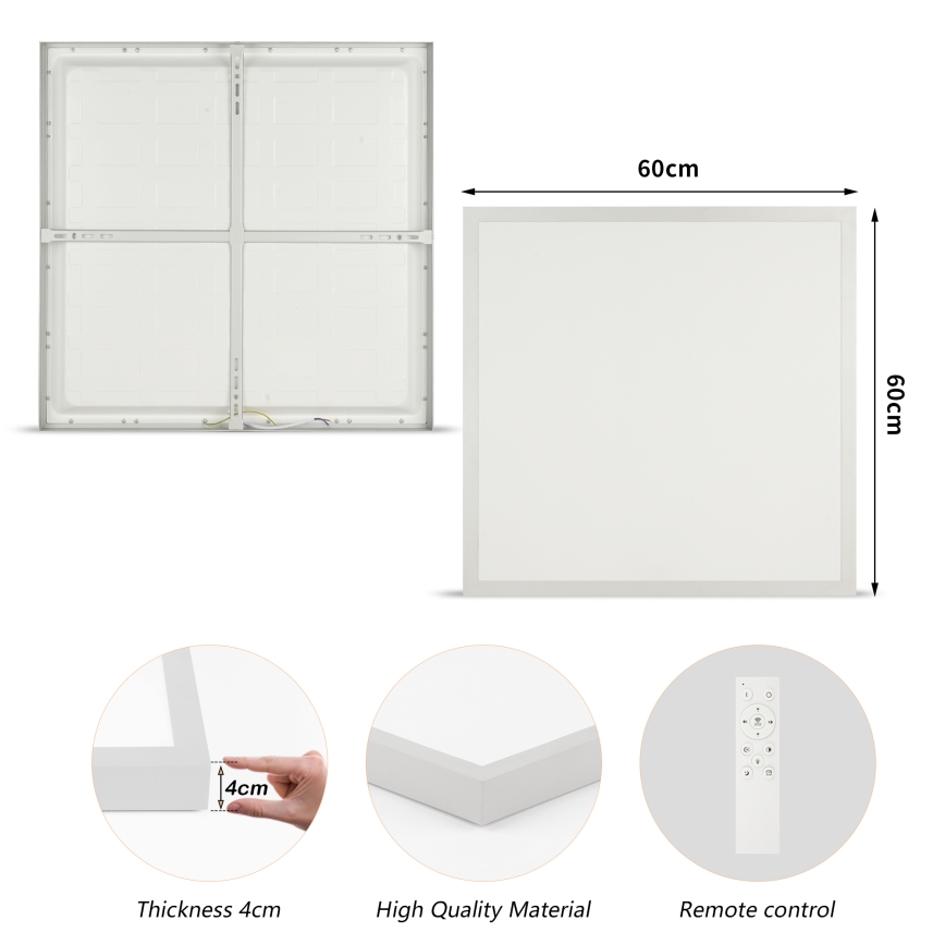 Brilagi - LED zatemnljiva stropna svetilka za kopalnico FRAME SMART LED/50W/230V 60x60 cm 3000-6000K IP44 srebrna + z daljinskim upravljalnikom