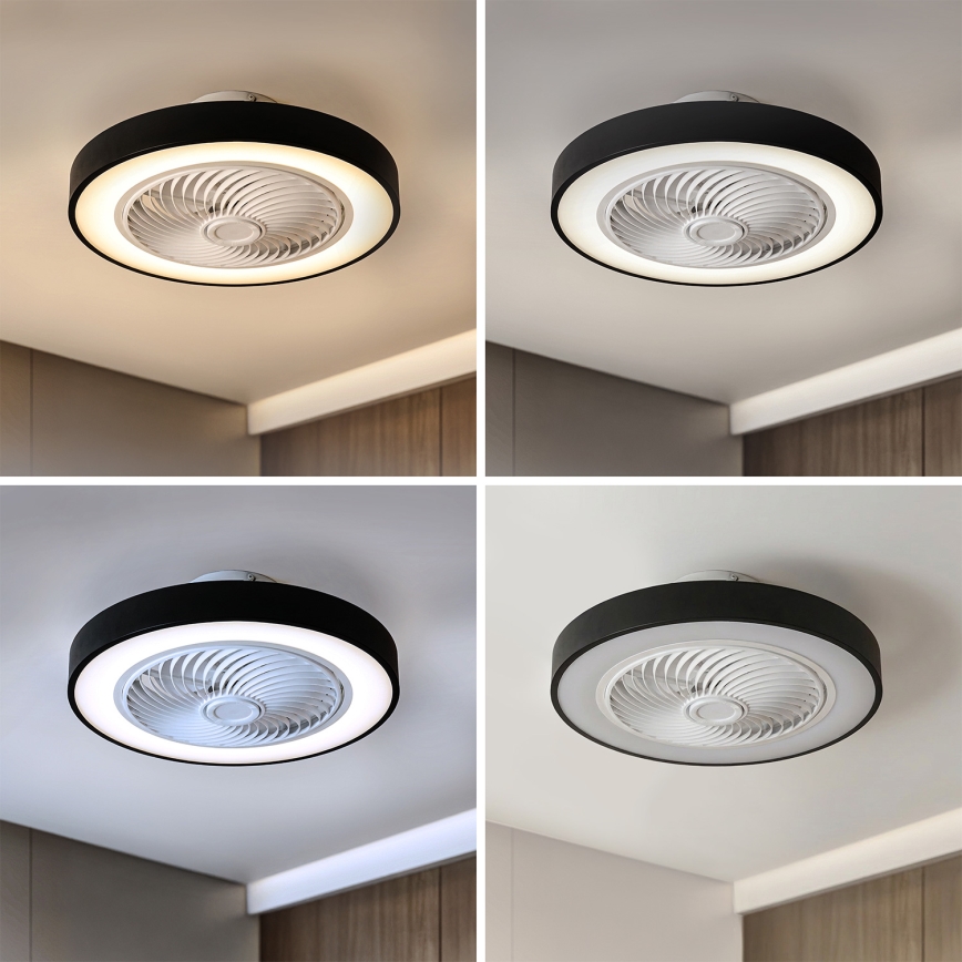 Brilagi - LED stropna svetilka z ventilatorjem z možnostjo zatemnitve LED/30W/230V 3000-6500K premer 50 cm črna + daljinski upravljalnik
