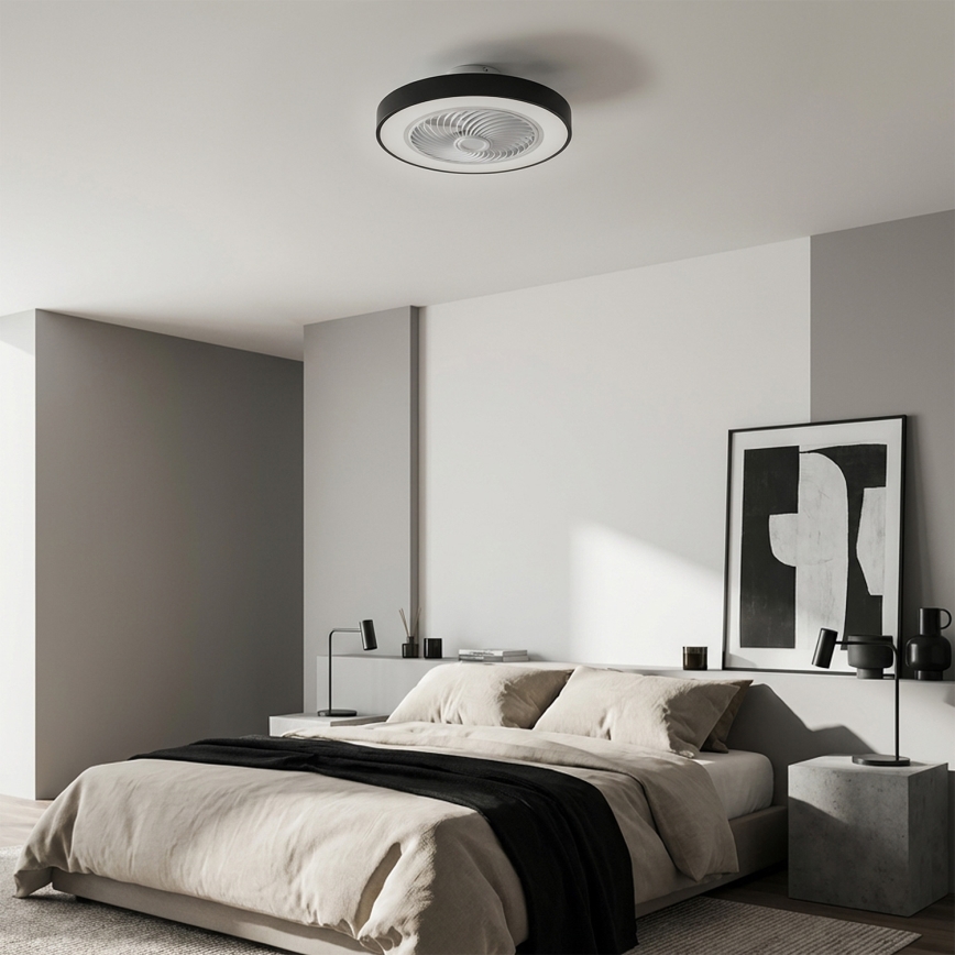 Brilagi - LED stropna svetilka z ventilatorjem z možnostjo zatemnitve LED/30W/230V 3000-6500K premer 50 cm črna + daljinski upravljalnik