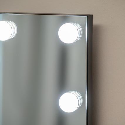 BRILAGI - LED zatemnljivo ogledalo za ličenje HOLLYWOOD LED/15W/230V CCT + 2x USB 60x50 cm črna