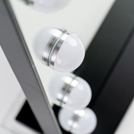 BRILAGI - LED zatemnljivo ogledalo za ličenje HOLLYWOOD LED/15W/230V CCT + 2x USB 60x50 cm črna
