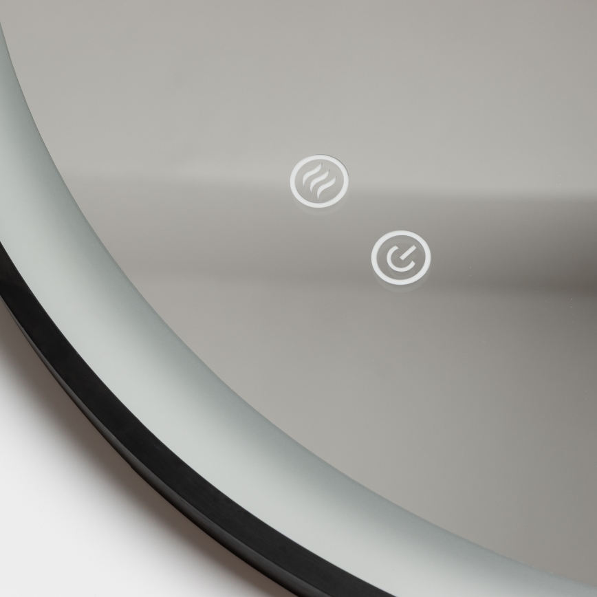 Brilagi - zatemnjevalno LED ogrevano kopalniško ogledalo z osvetlitvijo ALU PRO LED/18W/230V Ø 60 cm 3000/4000/6500K IP44 črna CRI 90