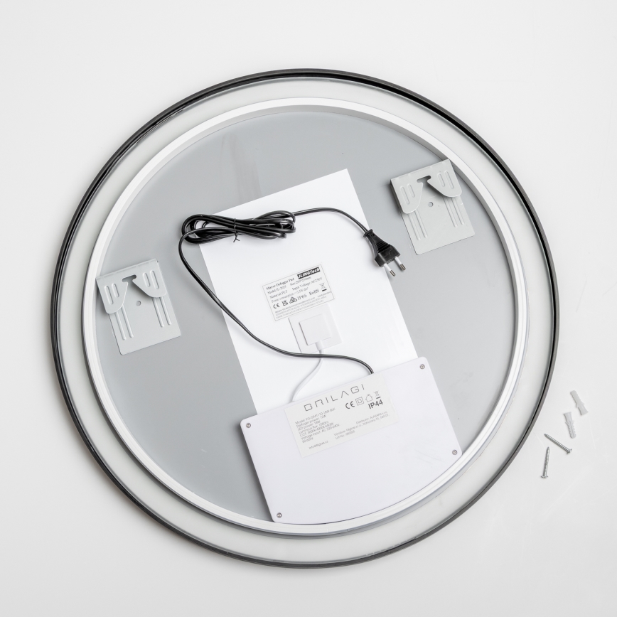 Brilagi - zatemnjevalno LED ogrevano kopalniško ogledalo z osvetlitvijo ALU PRO LED/18W/230V Ø 60 cm 3000/4000/6500K IP44 črna CRI 90