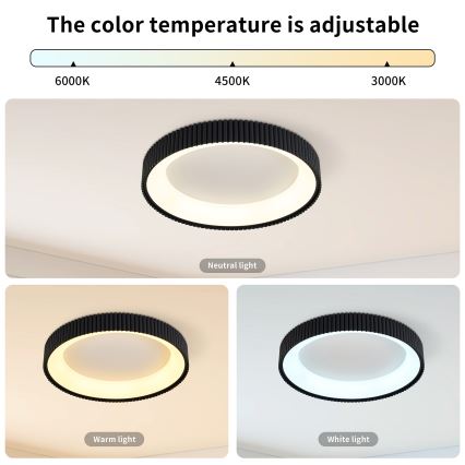 Brilagi - LED stropna svetilka FALCON MODERN z zatemnitvijo LED/30W/230V 3000-6500K premer 40 cm črna + daljinski upravljalnik