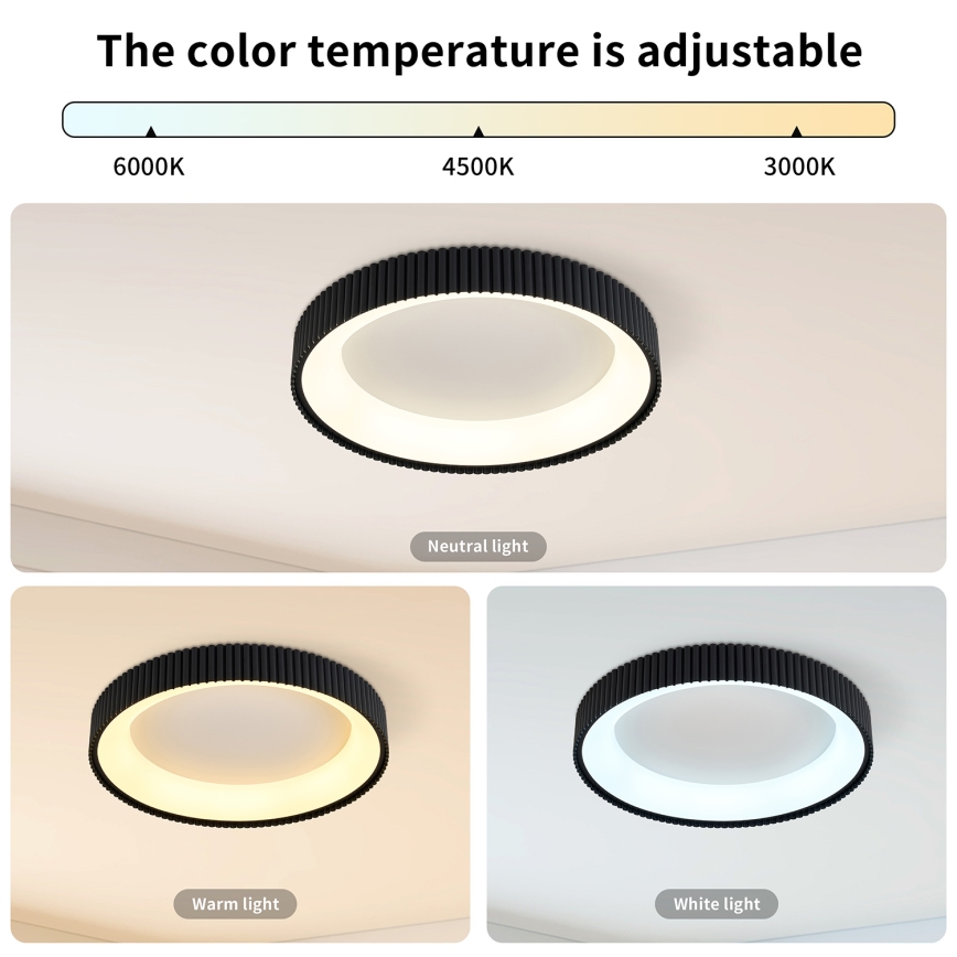 Brilagi - LED stropna svetilka FALCON MODERN z zatemnitvijo LED/30W/230V 3000-6500K premer 40 cm črna + daljinski upravljalnik