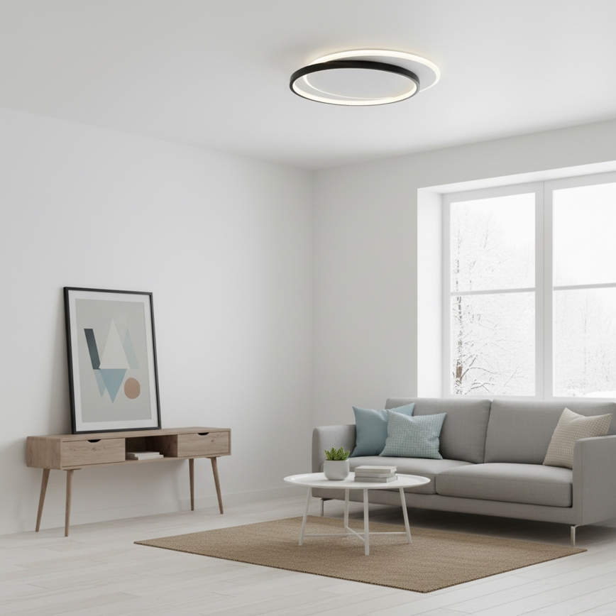 Brilagi - Zatemnljivo LED stropno svetilo FLARE LED/48W/230V 3000-6000K 39,5x45 cm bela/črna + daljinski upravljalnik