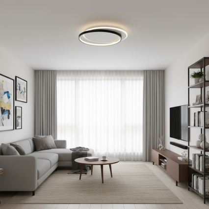 Brilagi - Zatemnljivo LED stropno svetilo FLARE LED/48W/230V 3000-6000K 39,5x45 cm bela/črna + daljinski upravljalnik