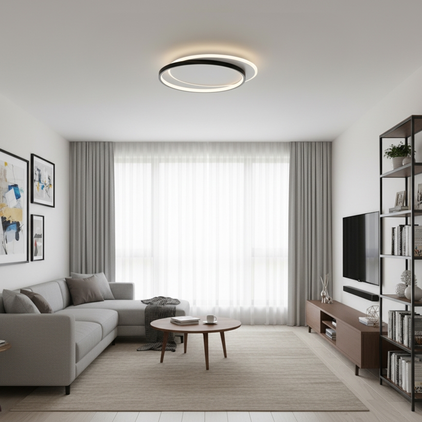 Brilagi - Zatemnljivo LED stropno svetilo FLARE LED/48W/230V 3000-6000K 39,5x45 cm bela/črna + daljinski upravljalnik