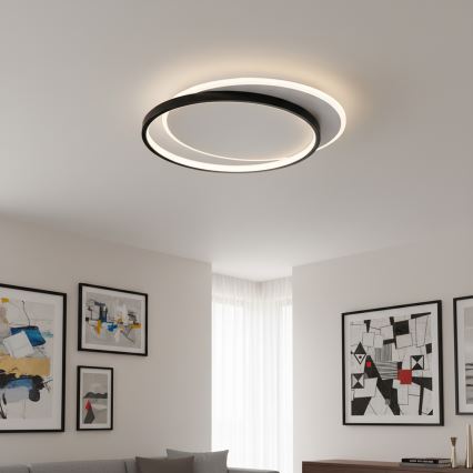 Brilagi - Zatemnljivo LED stropno svetilo FLARE LED/48W/230V 3000-6000K 39,5x45 cm bela/črna + daljinski upravljalnik