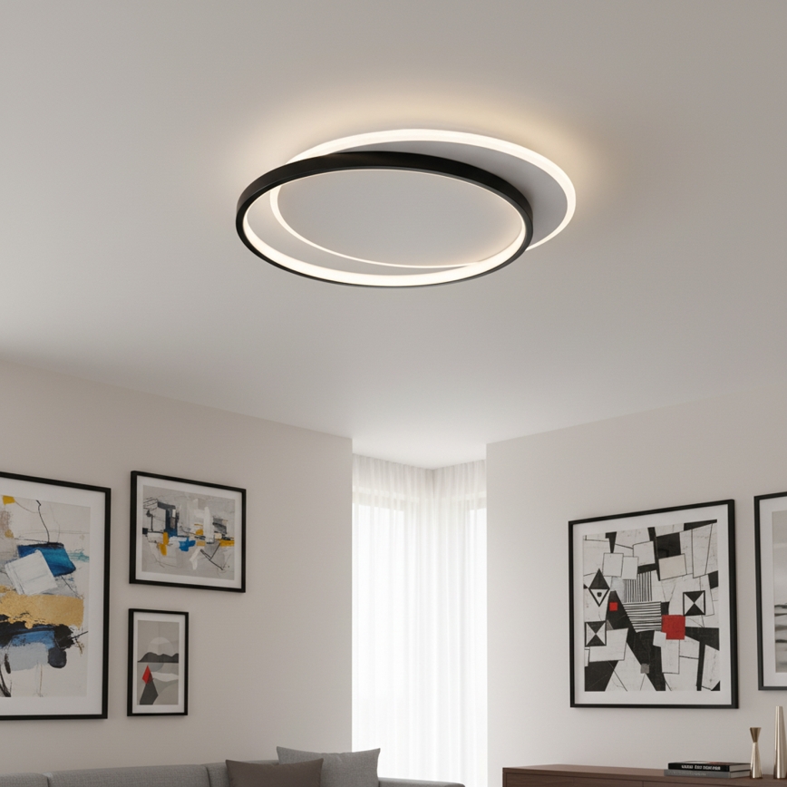 Brilagi - Zatemnljivo LED stropno svetilo FLARE LED/48W/230V 3000-6000K 39,5x45 cm bela/črna + daljinski upravljalnik