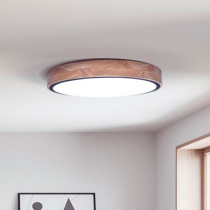 Brilagi - Zatemnjevalna LED stropna svetilka GLORIA LED/48W/230V 3000-6500K, hrast, premer 40 cm + daljinski upravljalnik