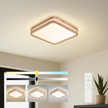 Brilagi - LED zatemnljivo stropno svetilo MOLINA SQUARE LED/48W/230V 3000-6000K hrast 40x40 cm + daljinski upravljalnik