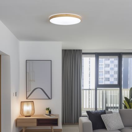 Brilagi - LED zatemnjevalna stropna svetilka PINE LED/60W/230V, lesena, premer 52 cm, 3000-6500K + z daljinskim upravljalnikom