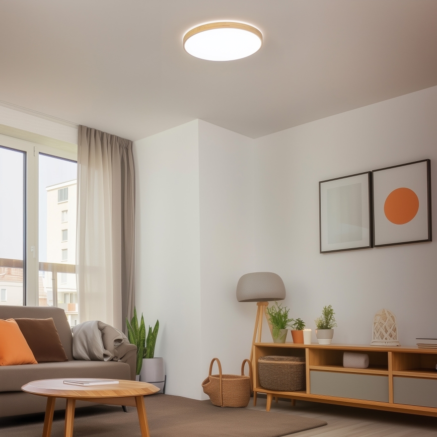 Brilagi - LED zatemnjevalna stropna svetilka PINE LED/60W/230V, lesena, premer 52 cm, 3000-6500K + z daljinskim upravljalnikom