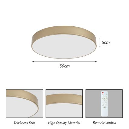 Brilagi - LED zatemnljivo stropno svetilo POOL LED/60W/230V 3000-6000K premer 50 cm v zlati barvi + daljinski upravljalnik