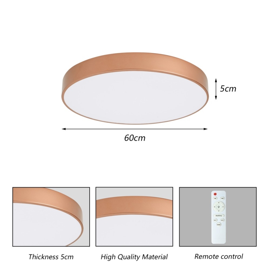 Brilagi - LED zatemnljivo stropno svetilo POOL LED/60W/230V 3000-6000K premer 60 cm, bronasto + daljinski upravljalnik