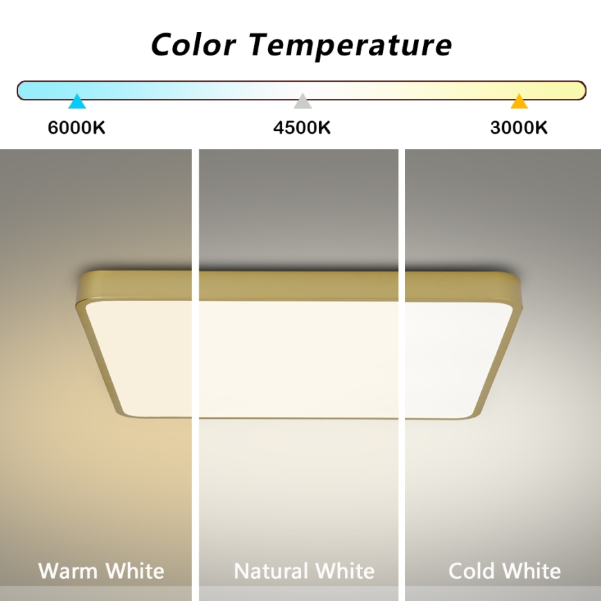 Brilagi - LED stropna svetilka z zatemnitvijo POOL SQUARE LED/48W/230V 3000-6000K 50x50 cm zlata + z daljinskim upravljalnikom