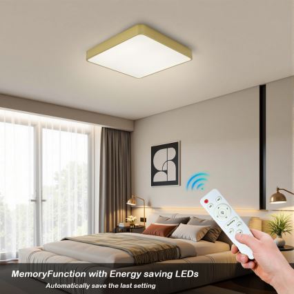 Brilagi - LED stropna svetilka z zatemnitvijo POOL SQUARE LED/48W/230V 3000-6000K 50x50 cm zlata + z daljinskim upravljalnikom