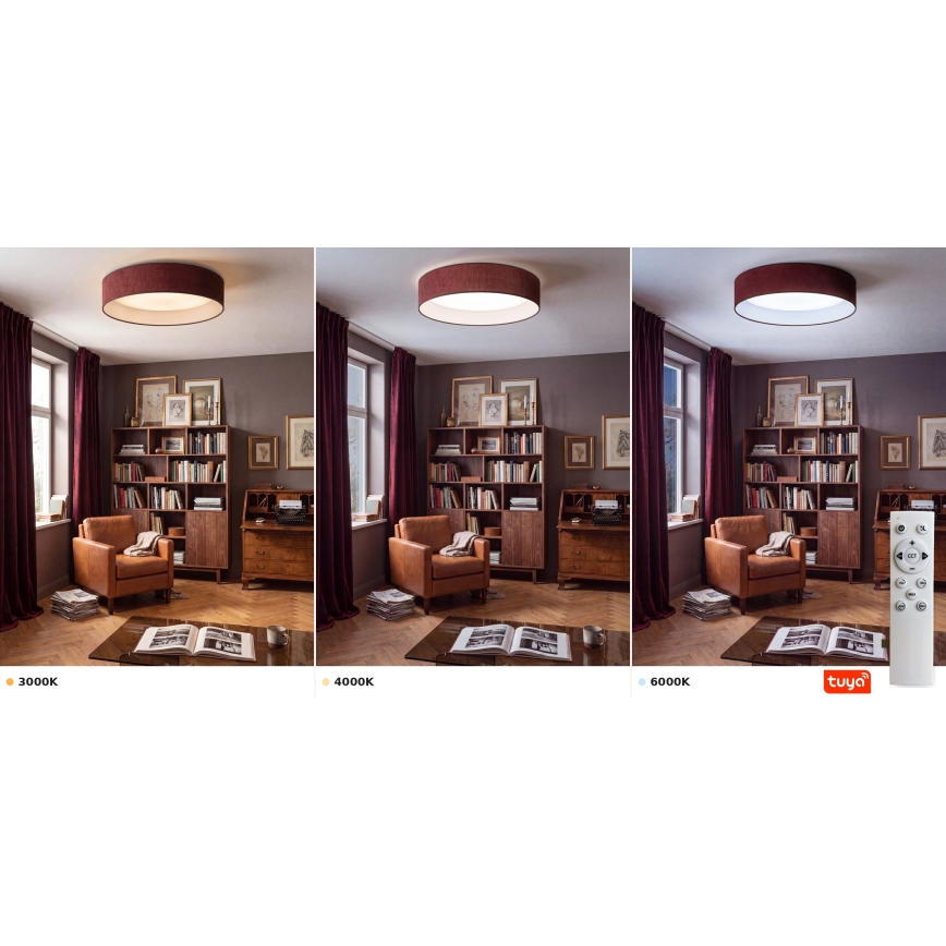 Brilagi - LED zatemnjevalno stropno svetilo VELVET SMARTIX STARS LED/24W/230V 3000-6000K premer 45 cm bordo Wi-Fi Tuya Beacon + daljinski upravljalnik