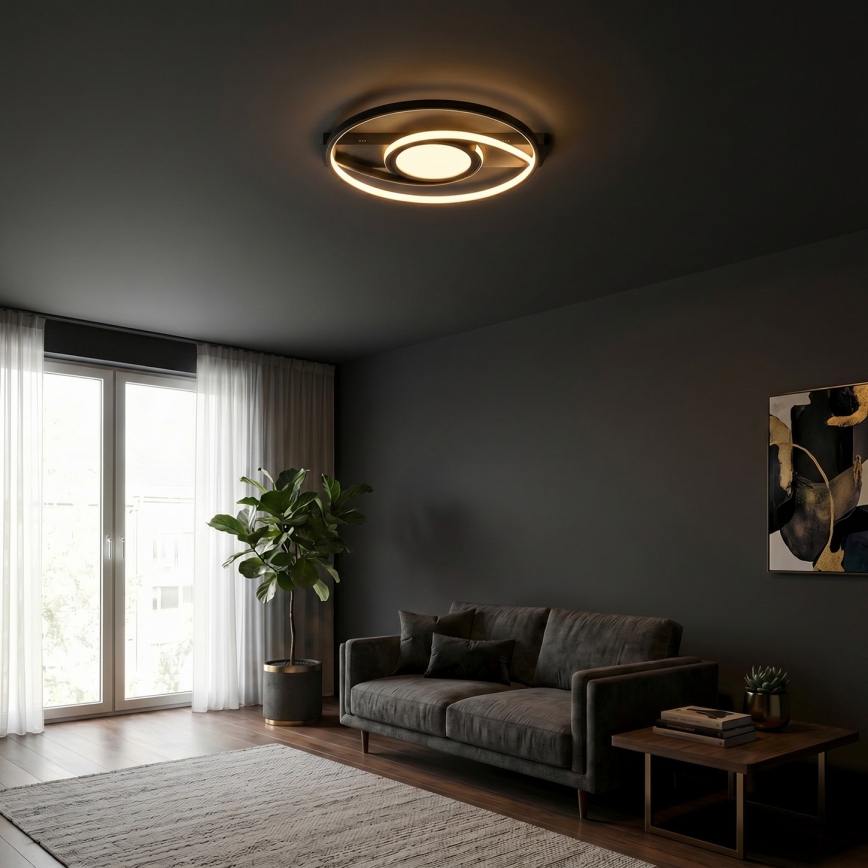 Brilagi - zatemnjevalna LED stropna svetilka TWIRL LED/38W/230V 3000-6000K črna + daljinski upravljalnik