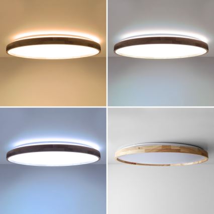 Brilagi - Zatemnjevalna LED stropna svetilka ALSON LED/72W/230V 3000-6500K hrast, premer 78 cm + daljinski upravljalnik
