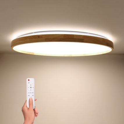 Brilagi - Zatemnjevalna LED stropna svetilka ALSON LED/72W/230V 3000-6500K hrast, premer 78 cm + daljinski upravljalnik