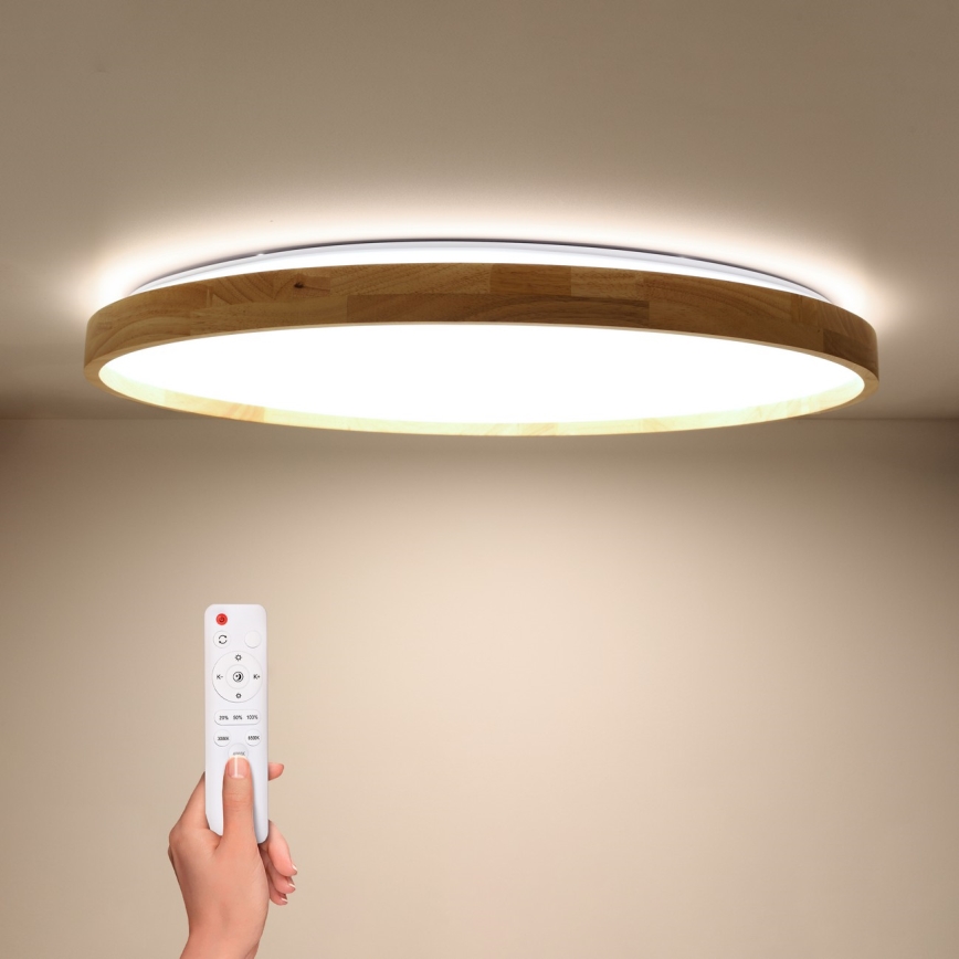 Brilagi - Zatemnjevalna LED stropna svetilka ALSON LED/72W/230V 3000-6500K hrast, premer 78 cm + daljinski upravljalnik