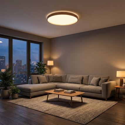 Brilagi - Zatemnjevalna LED stropna svetilka ALSON LED/72W/230V 3000-6500K hrast, premer 78 cm + daljinski upravljalnik
